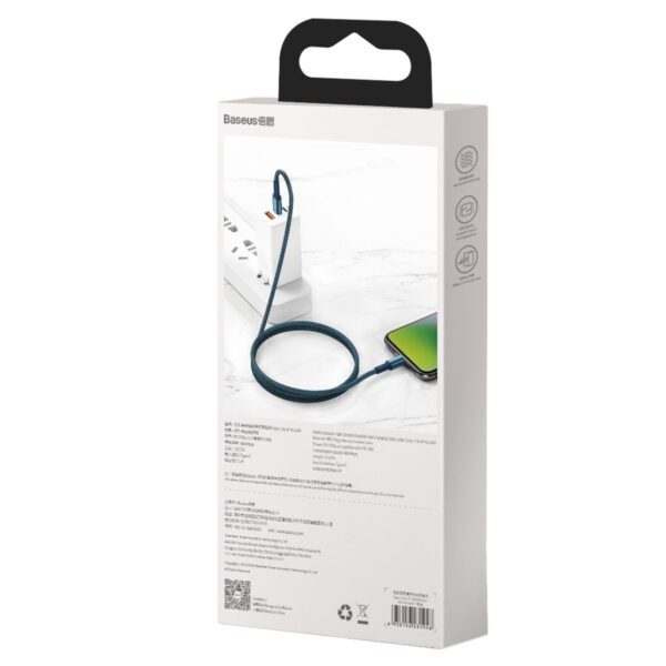 Baseus High Density Braided Cable Type-C to Lightning, PD,  20W, 1m (blue) - Image 7