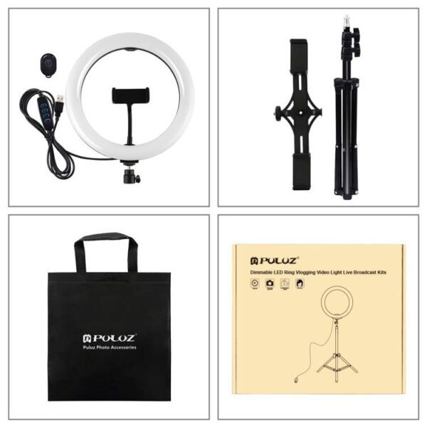 Tripod Mount Puluz with 26cm LED Ring Vlogging 1,1m  PKT3070B - Image 3