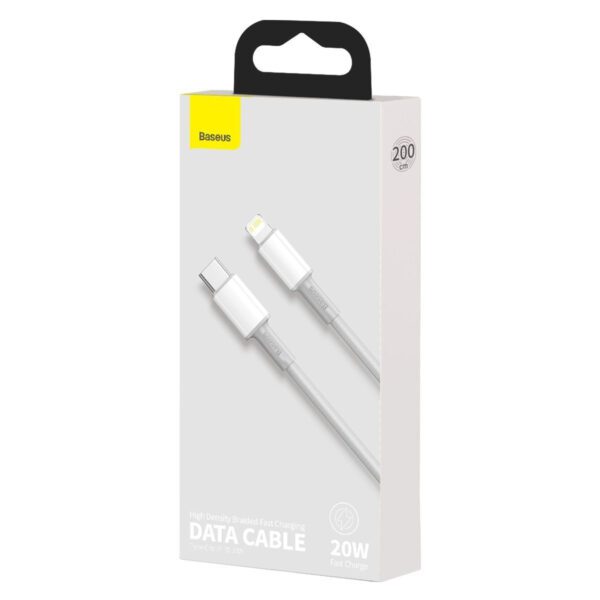 USB-C to Lightning Baseus High Density Braided Cable, 20W, PD, 2m (white) - Image 5