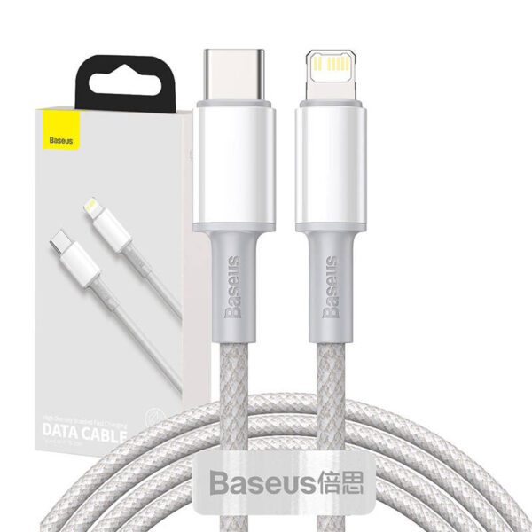USB-C to Lightning Baseus High Density Braided Cable, 20W, PD, 2m (white) - Image 7