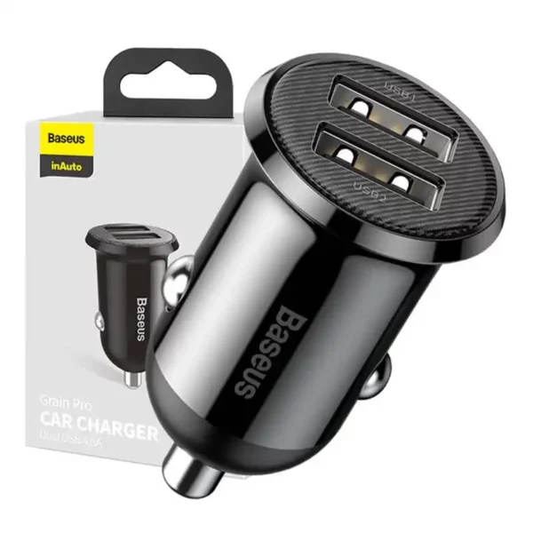 Ładowarka samochodowa Baseus Grain Pro 2x USB 4.8A (czarna) - Image 9