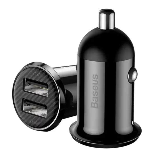 Ładowarka samochodowa Baseus Grain Pro 2x USB 4.8A (czarna) - Image 2