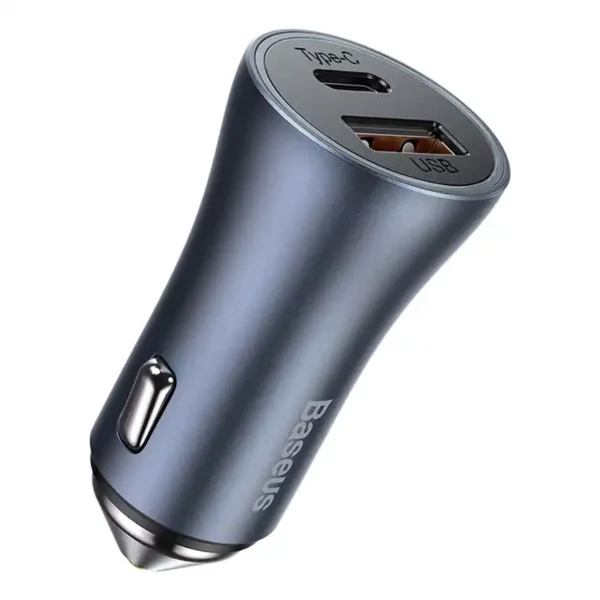 Ładowarka samochodowa Baseus Golden Contactor Pro, USB + USB-C, QC4.0+, PD, SCP, 40W (szara) - Image 3