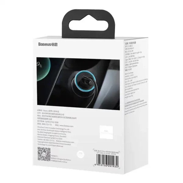 Ładowarka samochodowa Baseus Golden Contactor Pro, USB + USB-C, QC4.0+, PD, SCP, 40W (szara) - Image 9