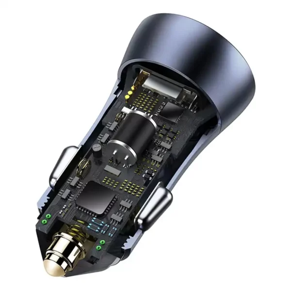 Ładowarka samochodowa Baseus Golden Contactor Pro, 2x USB, 40W (szara) + kabel USB do USB-C 1m (czarny) - Image 7
