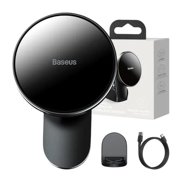 Baseus Big Energy car mount with wireless charger 15W for Iphone 12 / Iphone 13 (Black) - Image 9