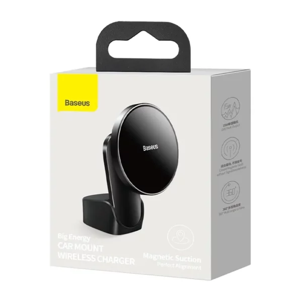 Baseus Big Energy car mount with wireless charger 15W for Iphone 12 / Iphone 13 (Black) - Image 7