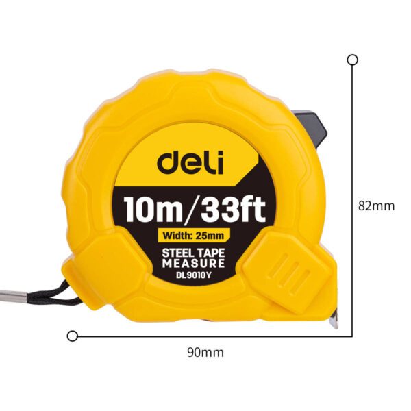 Steel Measuring Tape 10m/25mm Deli Tools EDL9010Y (yellow) - Image 9