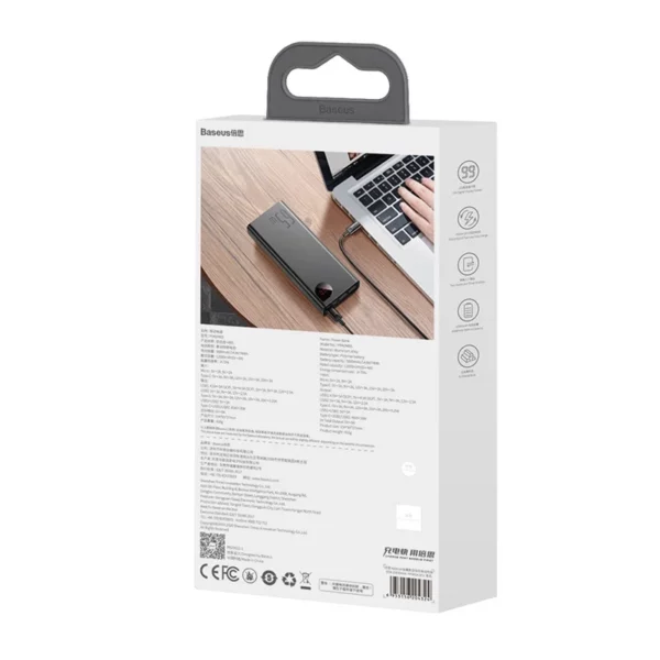 Powerbank Baseus Adaman Metal 20000mAh PD QC 3.0 65W 2xUSB + USB-C + micro USB (Black) - Image 9