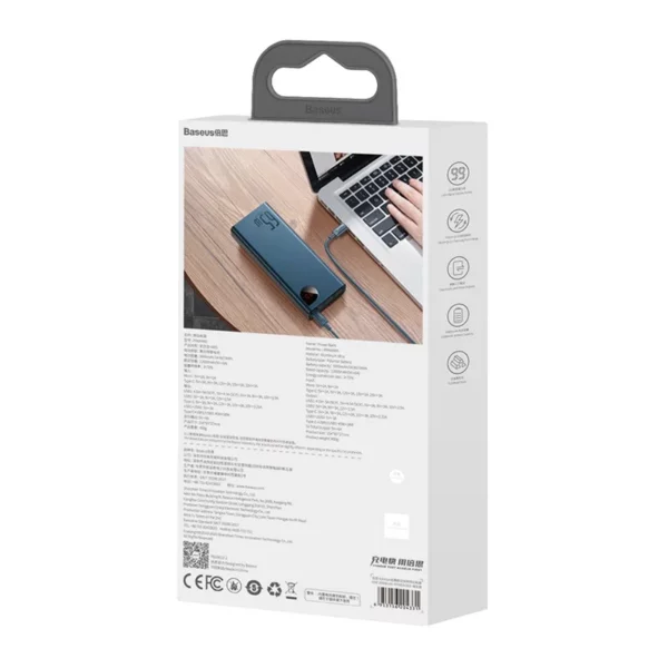 Powerbank Baseus Adaman Metal 20000mAh PD QC 3.0 65W 2xUSB + USB-C + micro USB (Blue) - Image 9