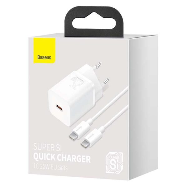 Baseus Super Si Quick Charger 1C 25W with USB-C cable for USB-C 1m (white) - Image 7