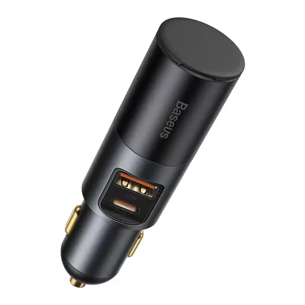 Baseus Share Together Fast Charge Car Charger with Cigarette Lighter Expansion Port, 2x USB, 120W (Gray) - Image 3