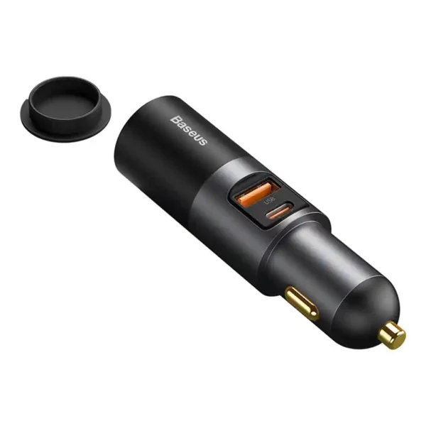 Baseus Share Together Fast Charge Car Charger with Cigarette Lighter Expansion Port, 2x USB, 120W (Gray) - Image 4