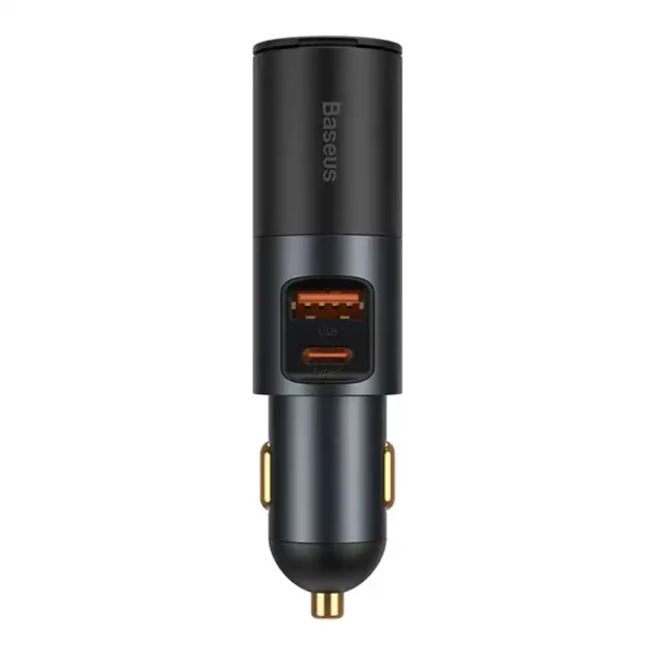 Baseus Share Together Fast Charge Car Charger with Cigarette Lighter Expansion Port, 2x USB, 120W (Gray) - Image 2
