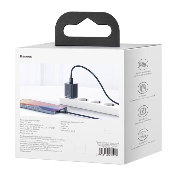 Baseus Super Si Quick Charger 1C 20W with USB-C cable for Lightning 1m (blue) - Image 12