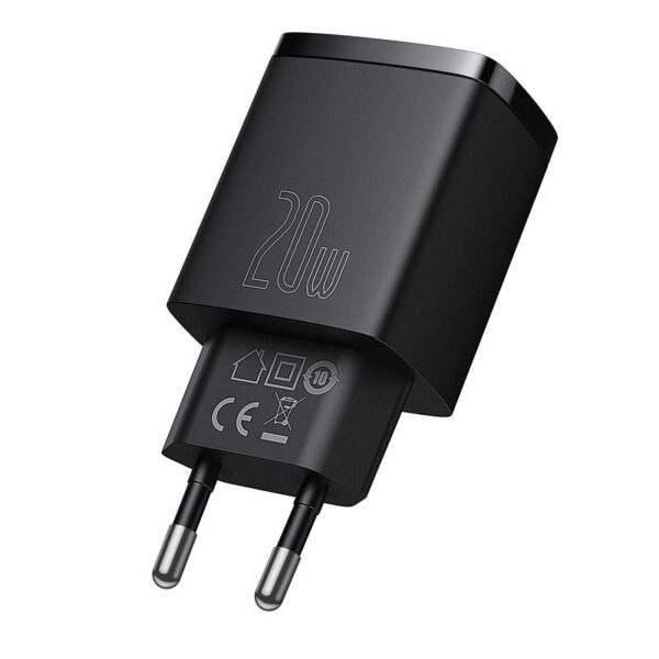 Baseus Compact Quick Charger, USB, USB-C, 20W (black) - Image 11