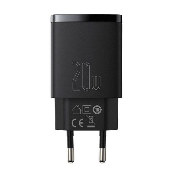 Baseus Compact Quick Charger, USB, USB-C, 20W (black) - Image 14