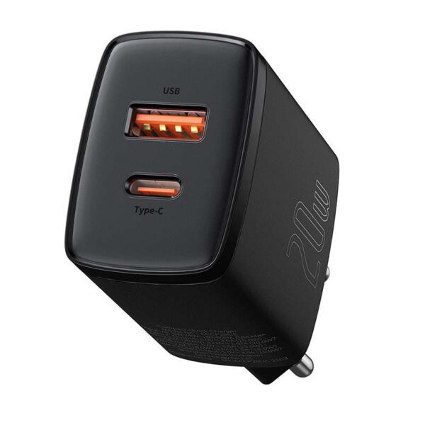Baseus Compact Quick Charger, USB, USB-C, 20W (black) - Image 12