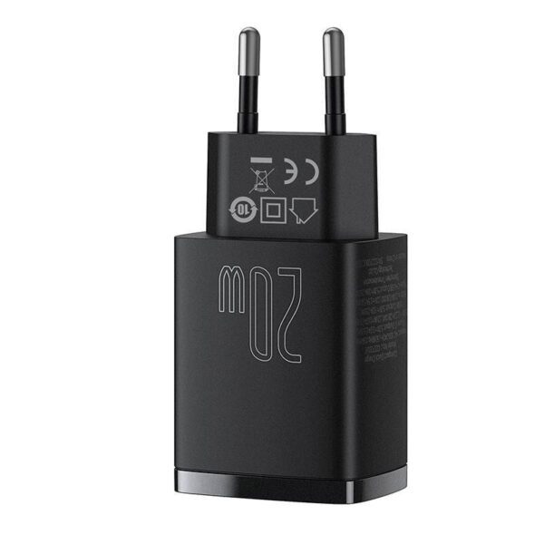 Baseus Compact Quick Charger, USB, USB-C, 20W (black) - Image 10
