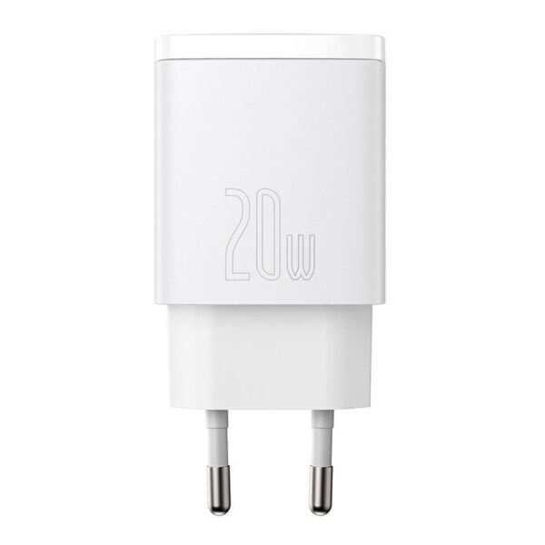 Baseus Compact Quick Charger, USB, USB-C, 20W (white) - Image 3
