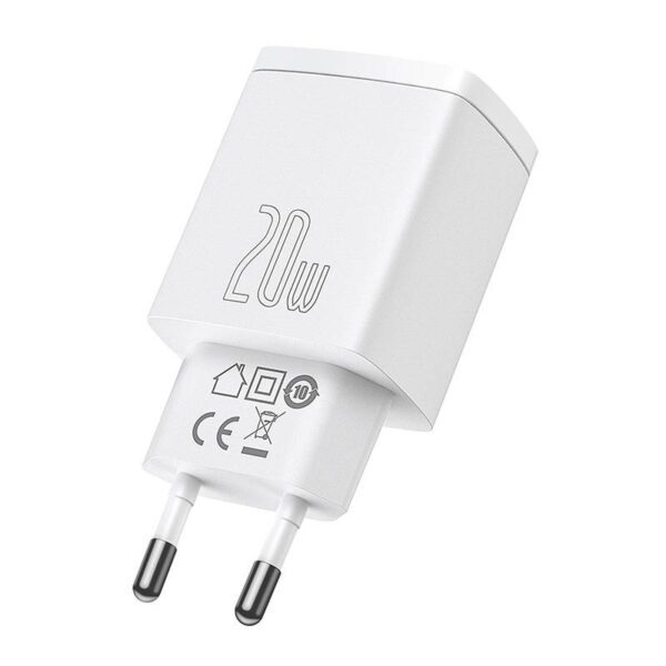 Baseus Compact Quick Charger, USB, USB-C, 20W (white) - Image 6