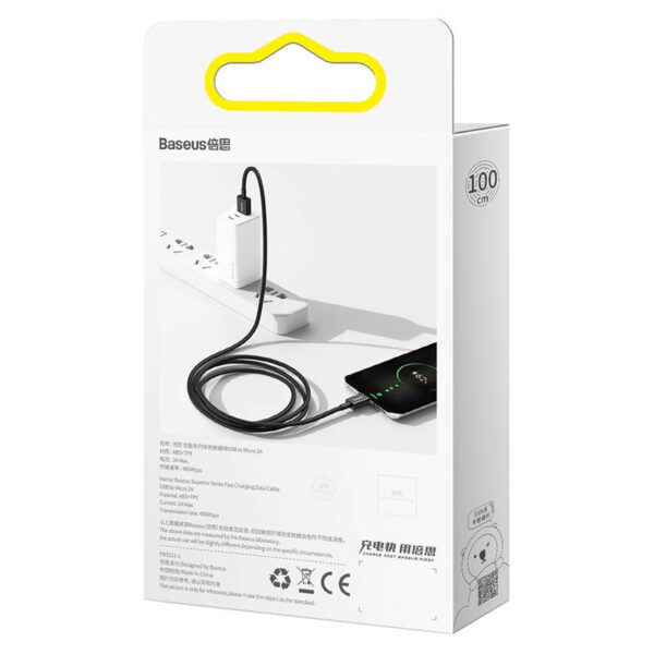 Baseus Superior Series Cable USB to micro USB, 2A, 1m (black) - Image 7