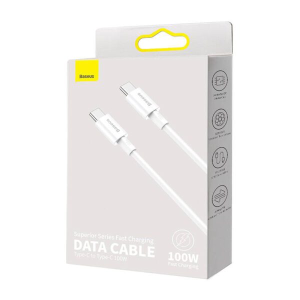 Baseus Superior Series Cable USB-C to USB-C, 100W, 2m (white) - Image 8