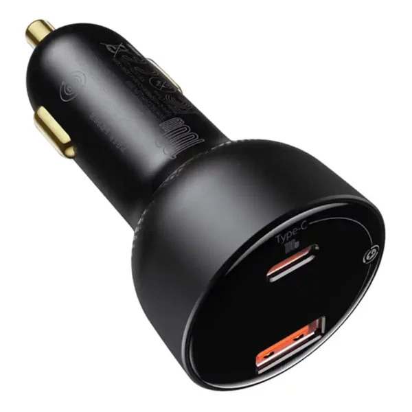 Car charger Baseus Superme, USB, USB-C, 100W + USB-C cable (black) - Image 2