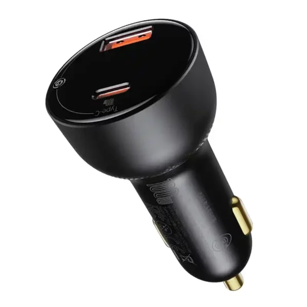 Car charger Baseus Superme, USB, USB-C, 100W + USB-C cable (black) - Image 4