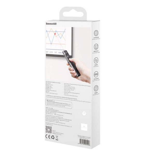 Baseus Orange Dot Multifunctionale remote control for presentation, with a laser pointer - gray - Image 10
