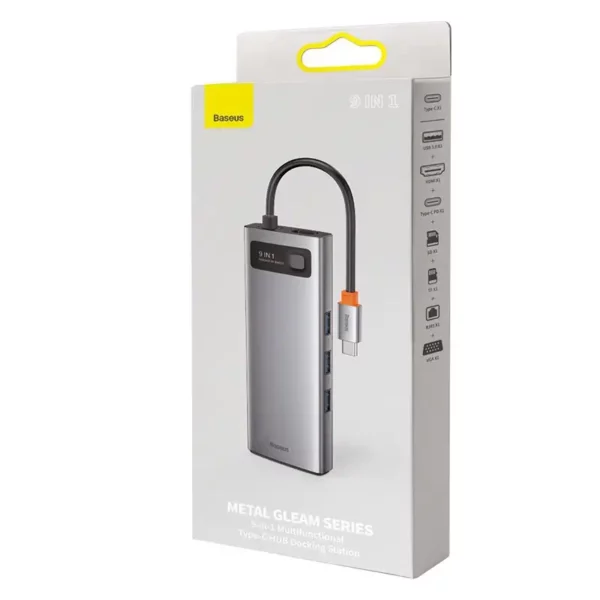 Hub 9in1 Baseus Metal Gleam Series, USB-C to 3x USB 3.0 + HDMI + USB-C PD + Ethernet RJ45 + microSD/SD + VGA - Image 8