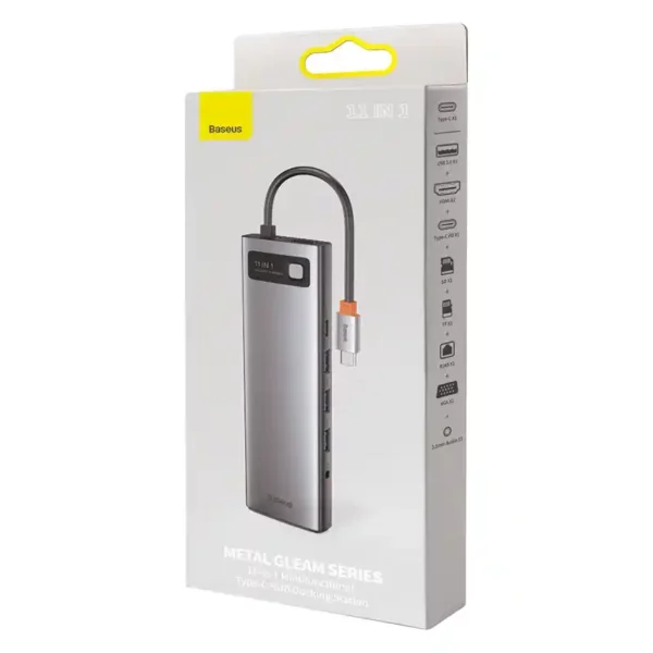Hub 11in1 Baseus Metal Gleam Series, USB-C to 3x USB 3.0 + 2x HDMI + USB-C PD + Ethernet RJ45 + microSD/SD + VGA + AUX - Image 8