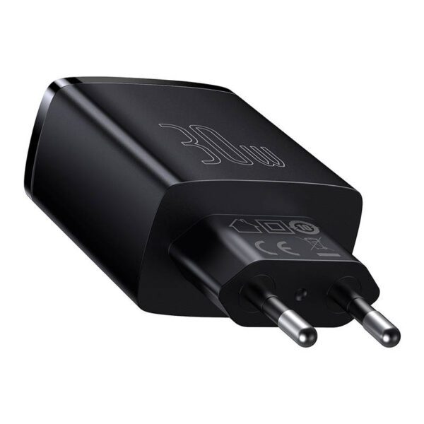 Charger Baseus Compact Quick Charger, 2xUSB, USB-C, PD, 3A, 30W (czarna) - Image 2