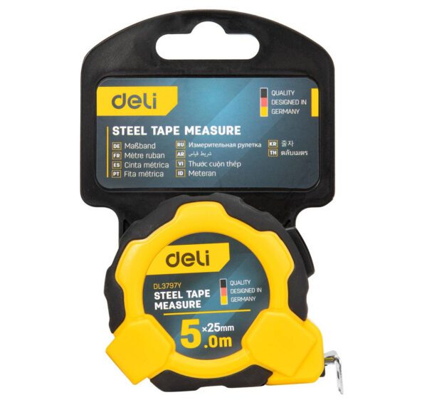 Steel Measuring Tape 5m/25mm Deli Tools EDL3797Y(yellow) - Image 8