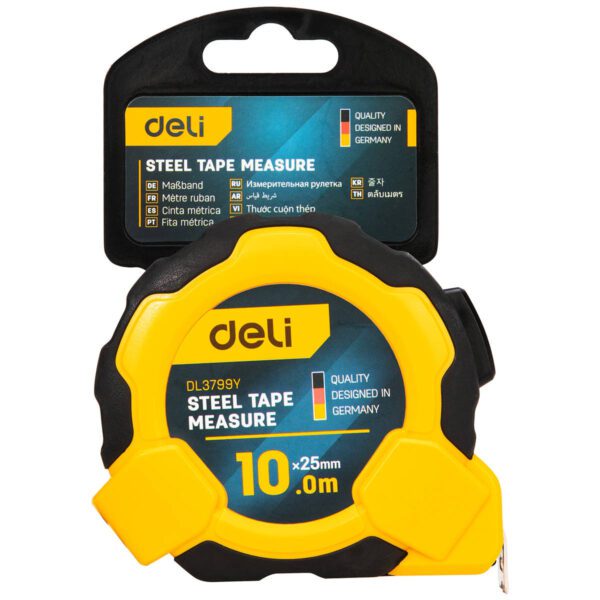 Steel Measuring Tape 10m/25mm Deli Tools EDL3799Y (yellow) - Image 8