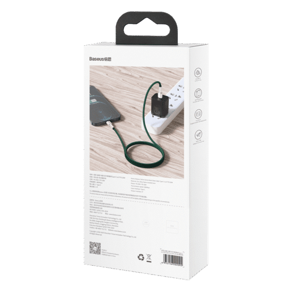 USB-C cable for Lightning Baseus Cafule, PD, 20W, 1m (green) - Image 7