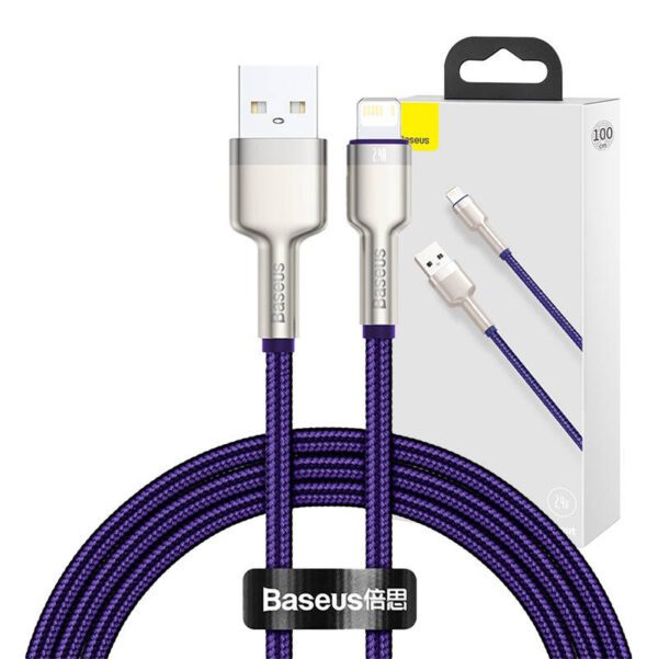 USB cable for Lightning Baseus Cafule, 2.4A, 1m (purple) - Image 7