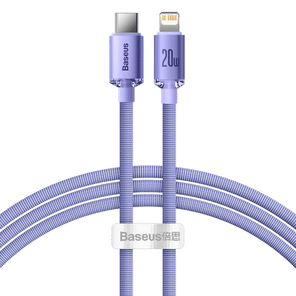 Baseus Crystal Shine cable USB-C to Lightning, 20W, PD, 1.2m (purple) - Image 2