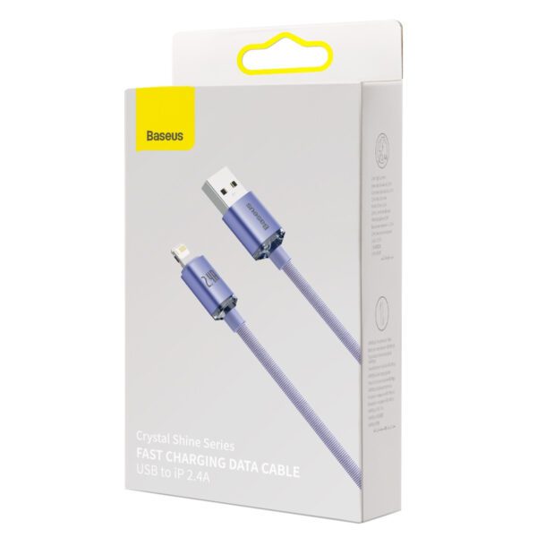 Baseus Crystal Shine cable USB to Lightning, 2.4A, 2m (purple) - Image 5