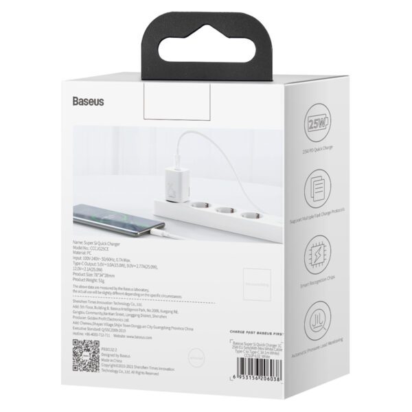 Wall charger Baseus Super Si Quick Charger 1C 25W (white) - Image 7