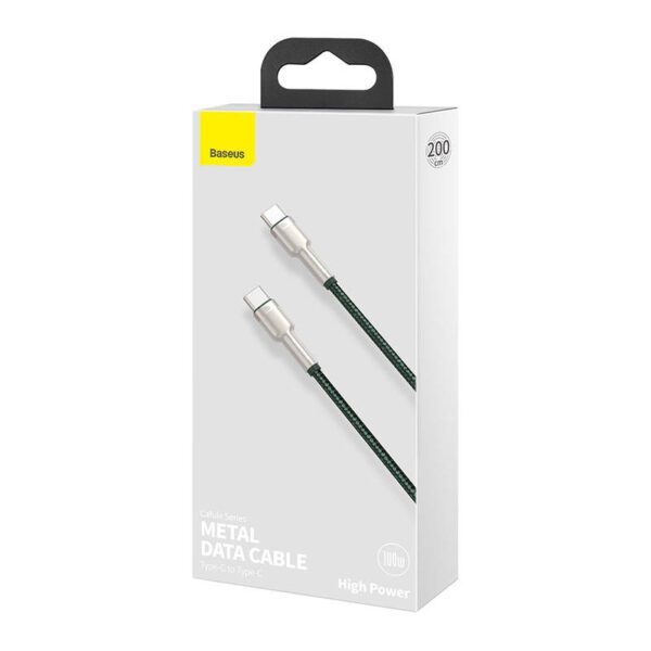 Cable USB-C to USB-C Baseus Cafule, 100W, 2m (green) - Image 7