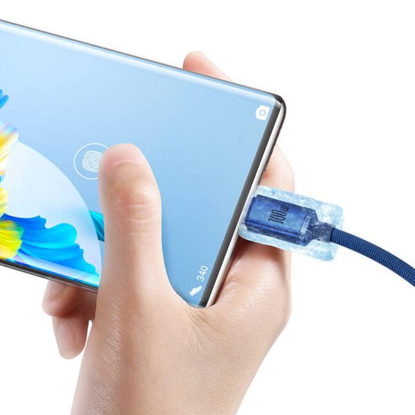 Baseus Crystal Shine cable USB to USB-C, 100W, 2m (blue) - Image 3