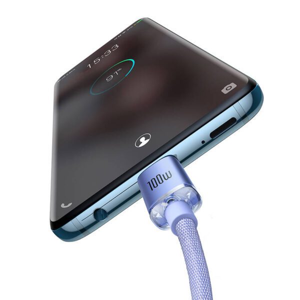 Baseus Crystal Shine cable USB-C to USB-C, 100W, 1.2m (purple) - Image 7