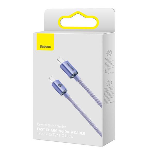 Baseus Crystal Shine cable USB-C to USB-C, 100W, 1.2m (purple) - Image 8
