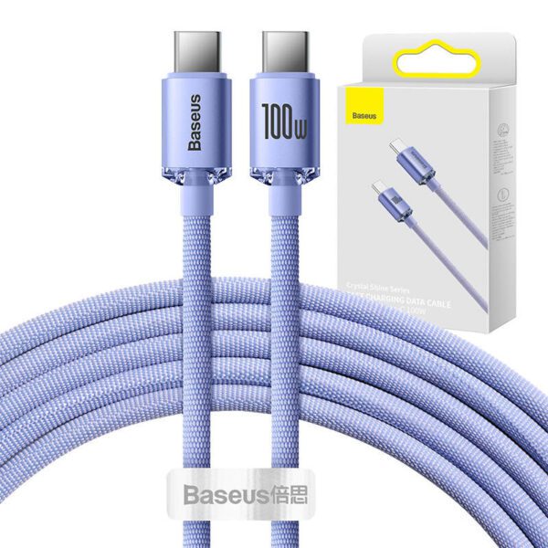 Baseus Crystal Shine cable USB-C to USB-C, 100W, 2m (purple) - Image 9