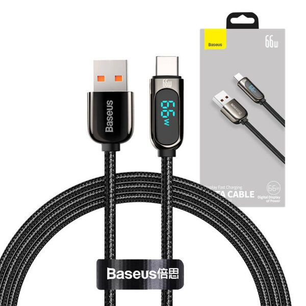Baseus Display Cable USB to Type-C, 66W, 1m (black) - Image 7