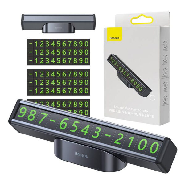 Baseus Square Bar Temporary Parking Number Plate (Black) - Image 8
