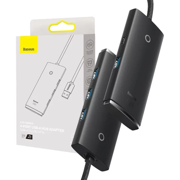 Baseus Lite Series Hub 4in1 USB to 4x USB 3.0, 25cm (Black) - Image 7