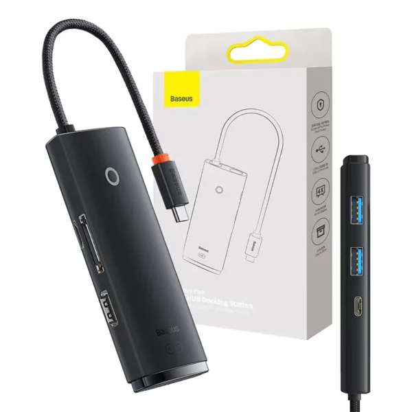 Baseus Lite Series Hub 6w1 USB-C to 2x USB 3.0 + USB-C + HDMI + SD/TF (black) - Image 7