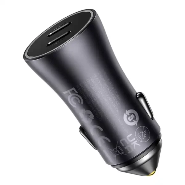 Baseus Golden Contactor Pro car charger, 2x USB-C, 40W (Dark Gray) - Image 5